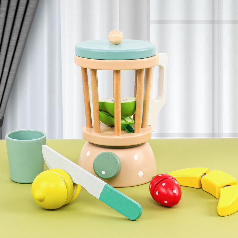 Wooden Smoothie Blender & Fruit Set – Pastel Kitchen Pretend Play