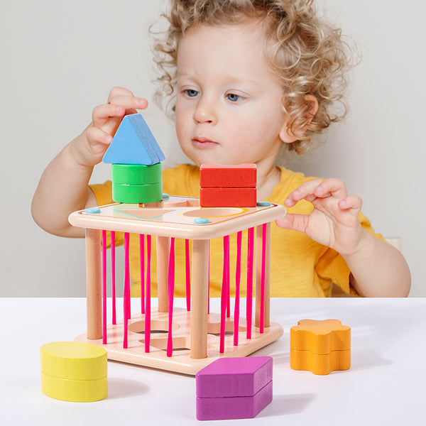 Wooden Rainbow Shape Sorter & Sensory Box