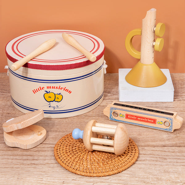 "Little Musician" Wooden Musical Instrument Set with Storage Drum