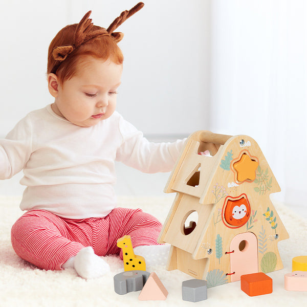 Wooden Forest Wisdom House – Animal & Shape Sorting Activity Tree