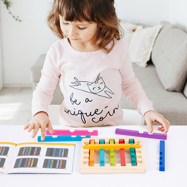 Smart Rainbow Stick Logic Puzzle - Wooden Brain Teaser for Kids