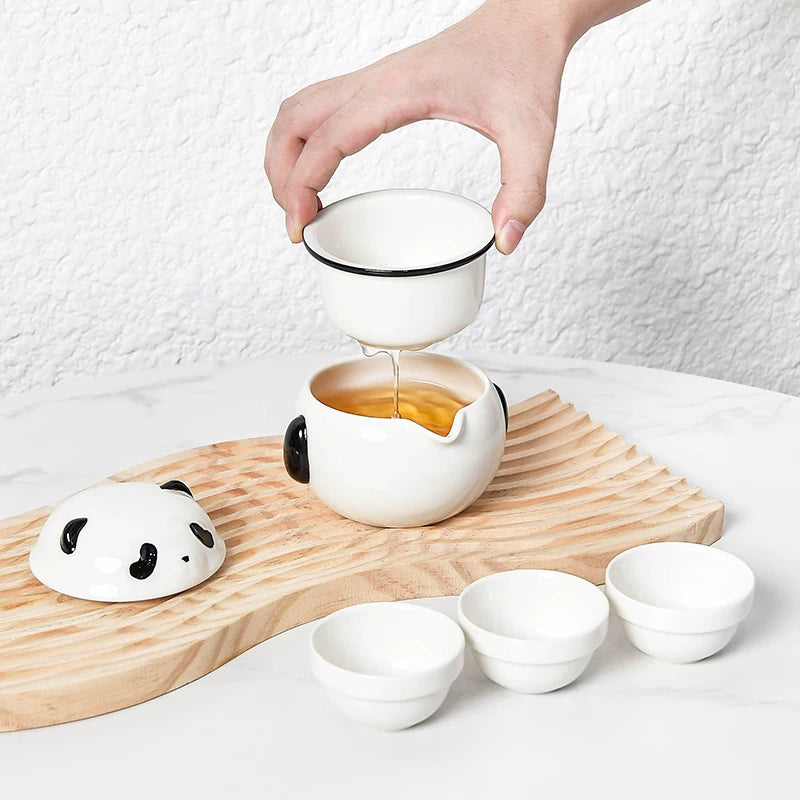 Portable Panda Travel Tea Set with Gift Box