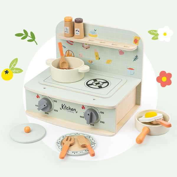 Little Chef’s Tabletop Wooden Cooker & Play Food Set