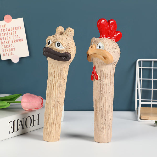 Quirky Ostrich and Chicken Figures