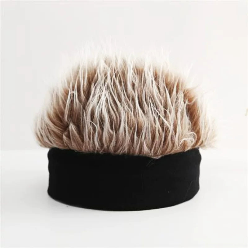 Black headband with blonde hair on a white background