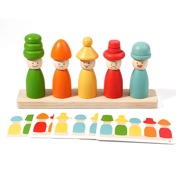 Mix & Match Wooden Emotion Puppets - Montessori Sorting Toy