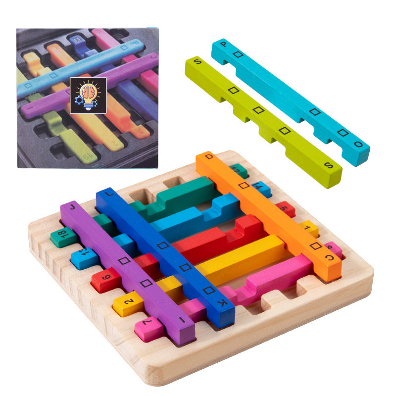 Smart Rainbow Stick Logic Puzzle - Wooden Brain Teaser for Kids