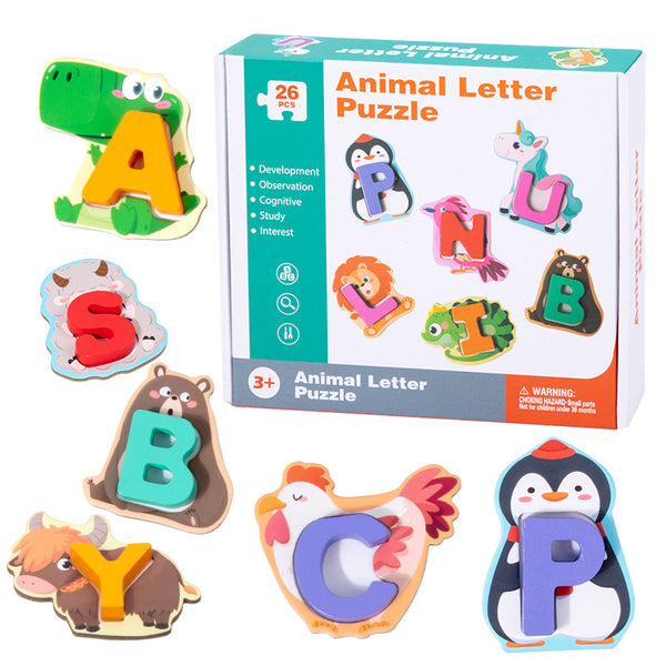 Wooden Animal Alphabet Matching Puzzle – 26 Piece Learning Set