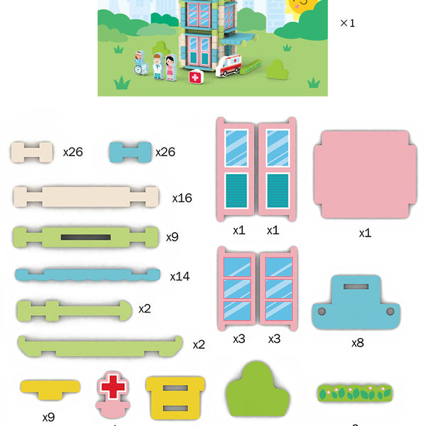 Little Architect Wooden Village Building Sets