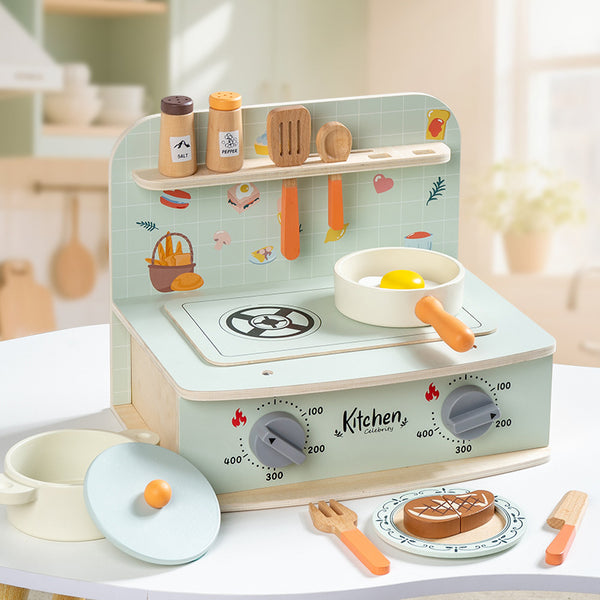 Little Chef’s Tabletop Wooden Cooker & Play Food Set