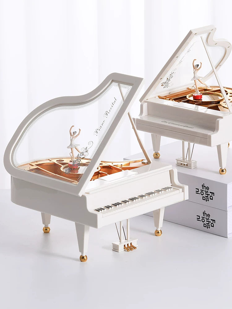 Vintage Grand Piano Music Box with Dancing Ballerina