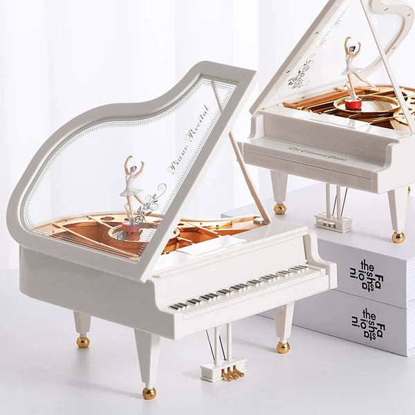 Vintage Grand Piano Music Box with Dancing Ballerina