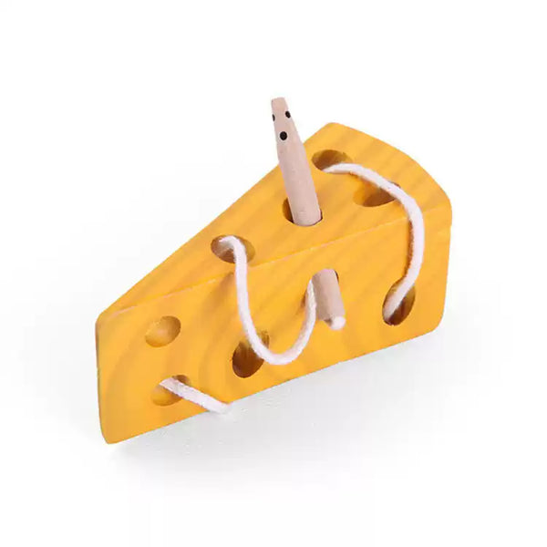 Wooden Cheese & Mouse Lacing Toy