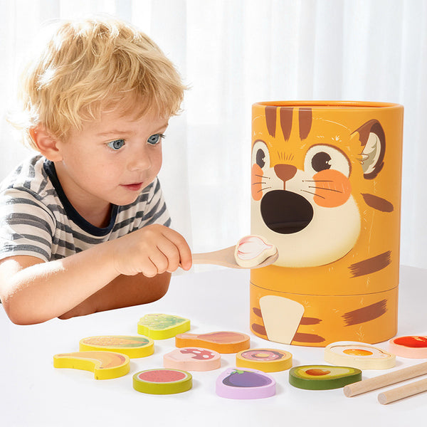 Wooden Tiger Feeding Game & Fine Motor Skill Set
