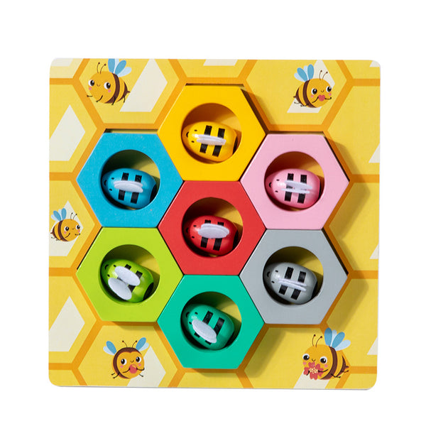 Wooden Bee & Honeycomb Sorting Game - Fine Motor Skills Toy