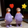 Hand-Carved Wooden Girl in Purple FantastiKurios