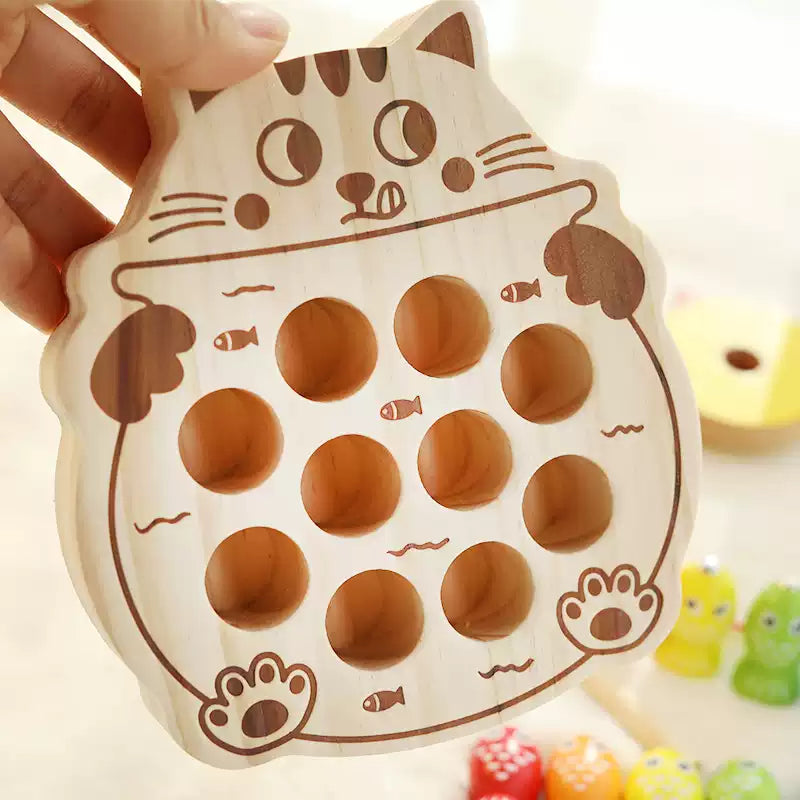 Wooden Cat Magnetic Fishing Game