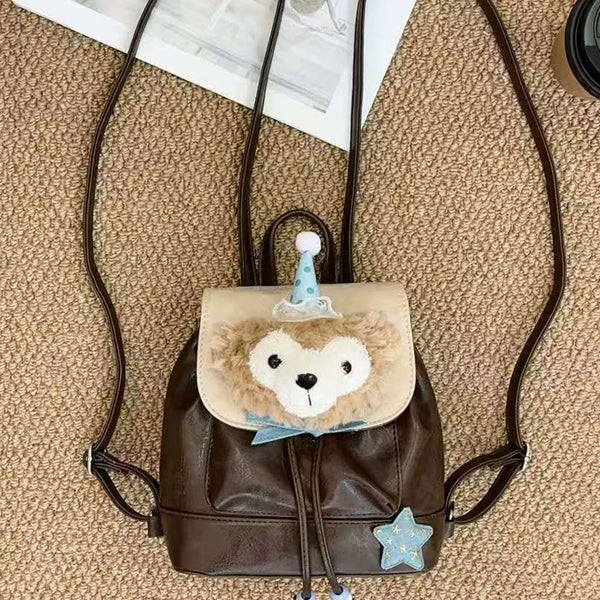 Duffy Bear Drawstring Plush Backpack