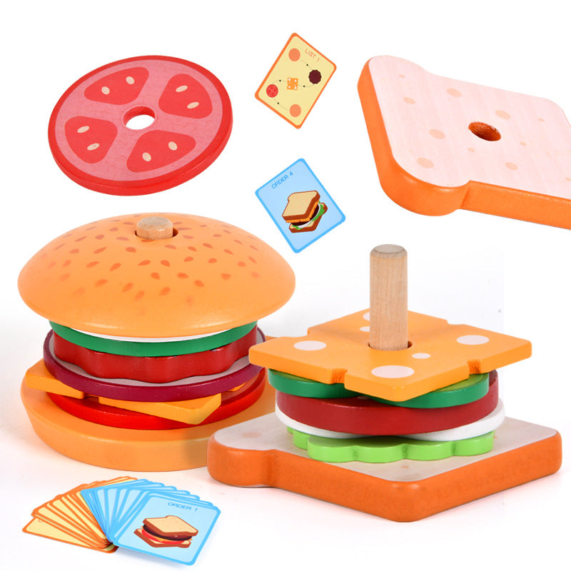 🍔 The Little Foodie's Wooden Fast Food Stacking Set