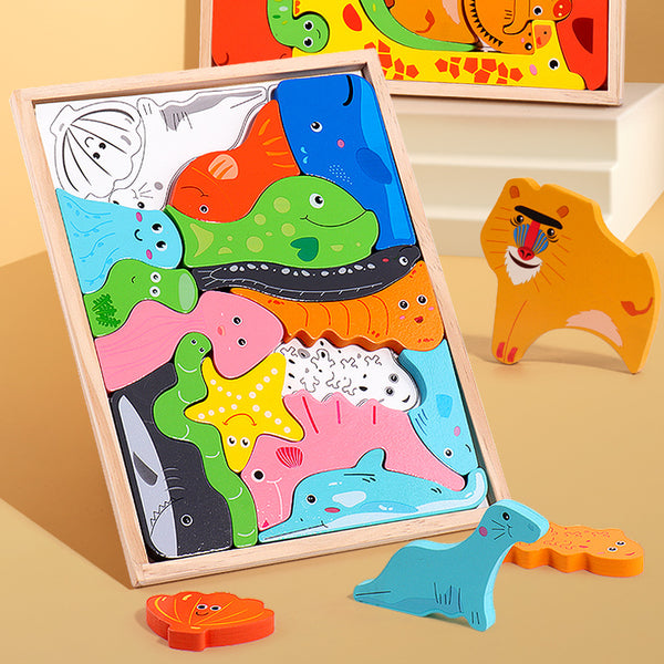 Wooden 3D Animal Nesting Puzzle & Stacking Blocks