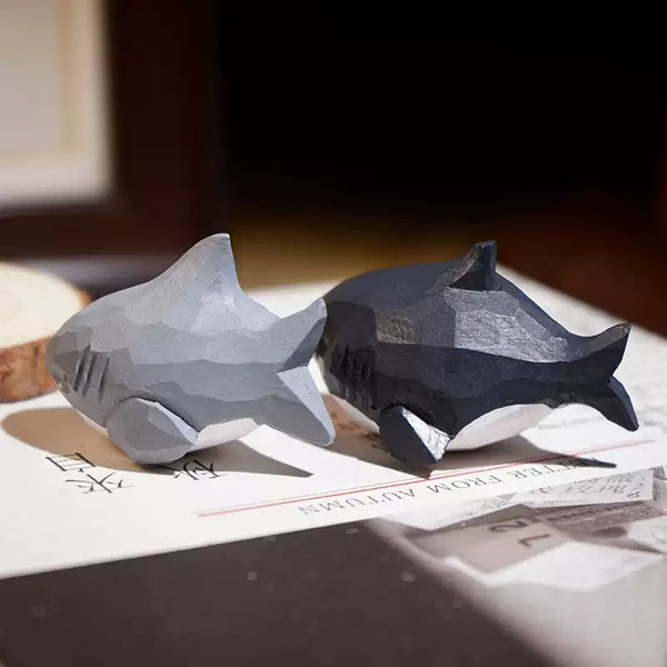 Hand-Carved Wooden Shark Figurine FantastiKurios