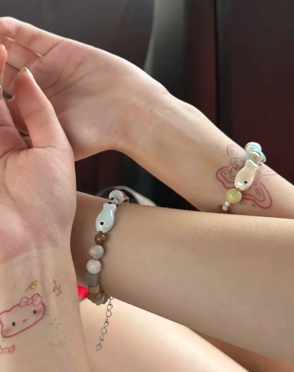 Handmade Ceramic Little Fish Bracelet Set