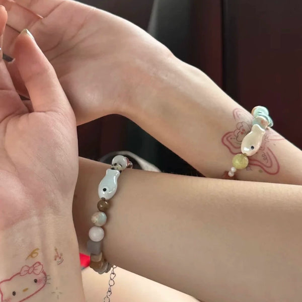 Handmade Ceramic Little Fish Bracelet Set