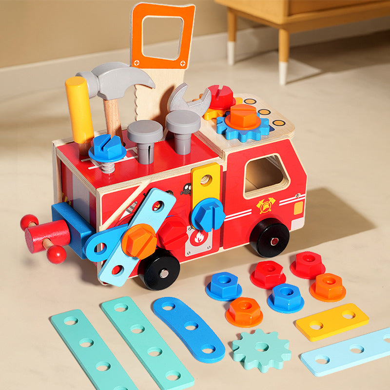 Little Firefighter’s Wooden Tool & Assembly Truck