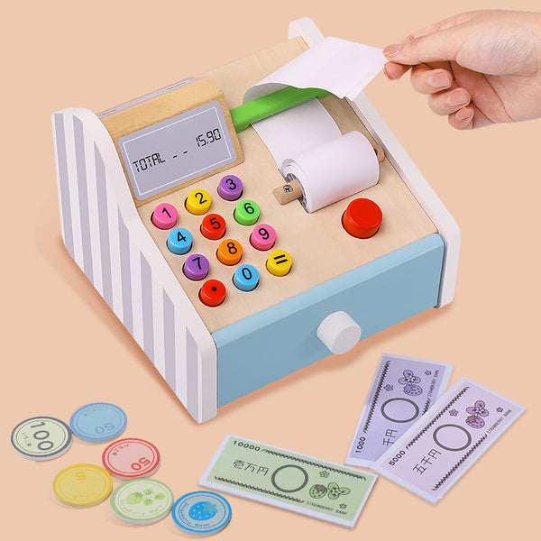 Pastel Wooden Cash Register – Pretend Play Shop Set
