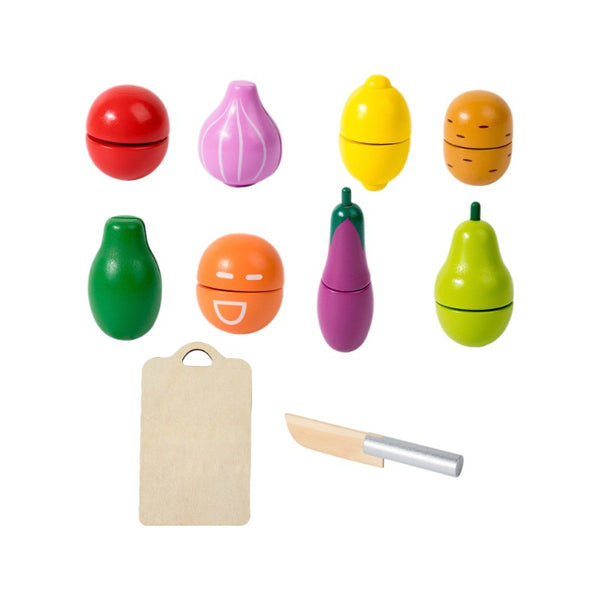 🍎 The Little Chef’s Wooden Fruit & Veggie Cutting Set