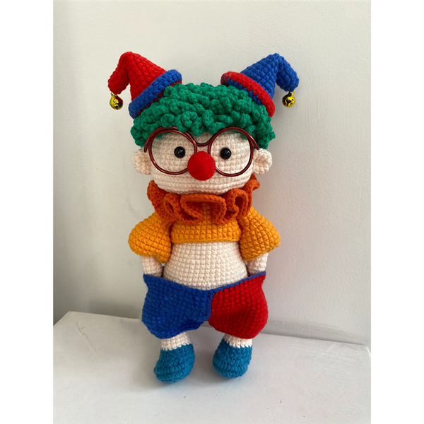 Hand-Knitted Pocket Clown Figure