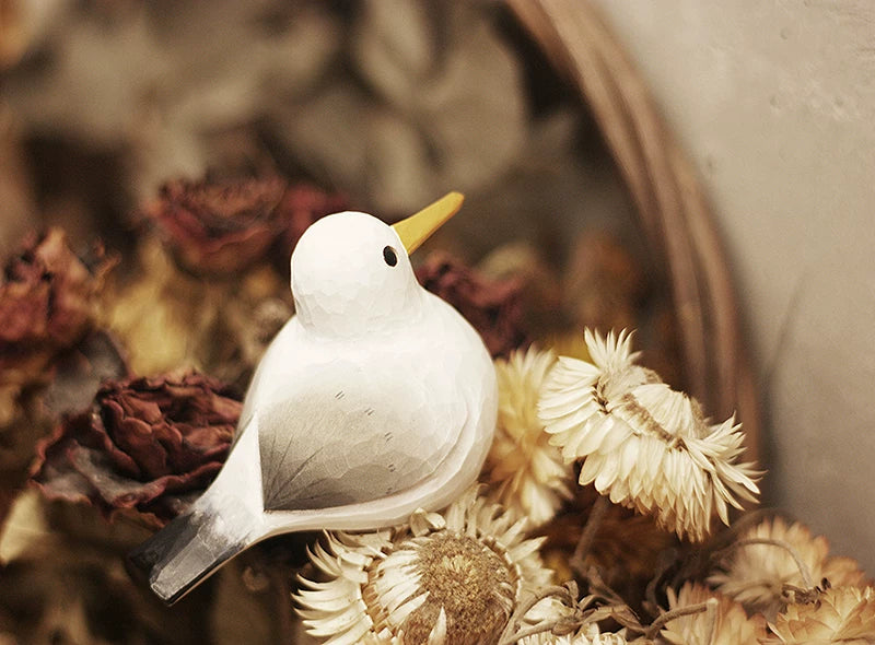 Hand-Carved Wooden Seagull with French Fries Ornament