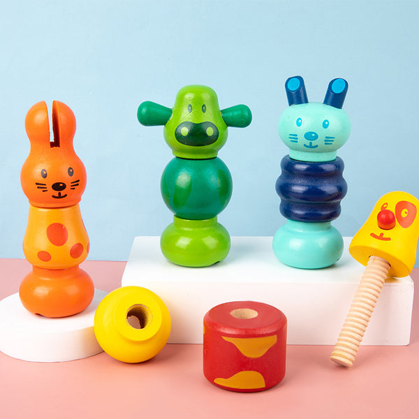 Twist & Play: Wooden Screw Animal Friends (Set of 4)