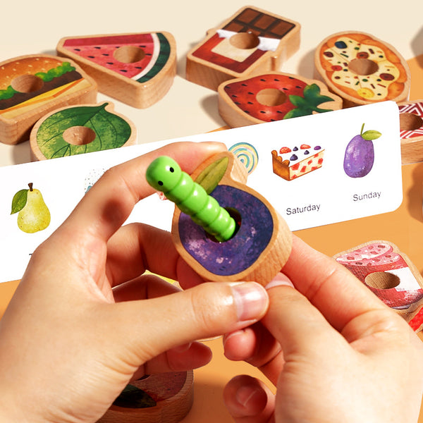 Greedy Caterpillar Wooden Lacing & Threading Game