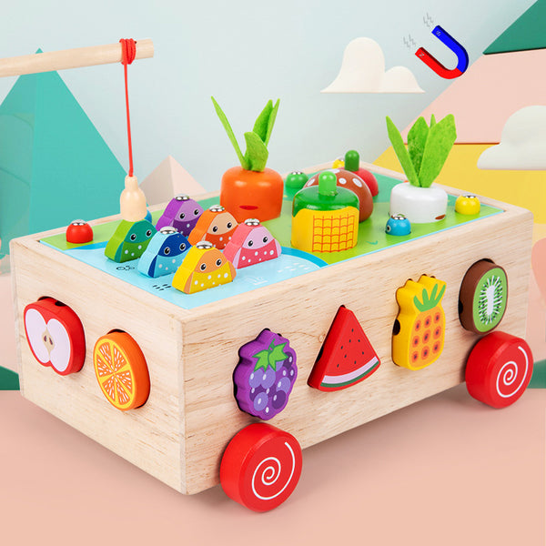 The 7-in-1 Busy Harvest Cart | Wooden Montessori Activity Centre