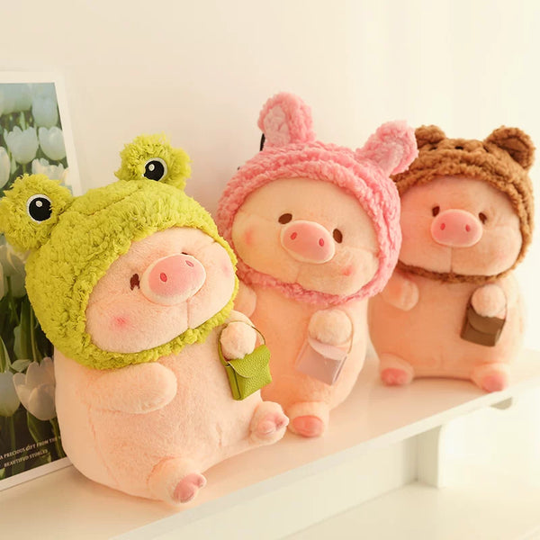 Plush Piglet Doll with Character Hoods