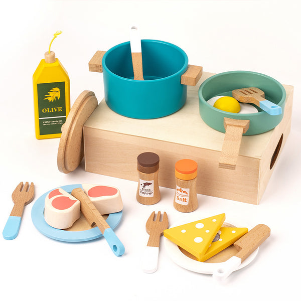 Little Chef's Wooden Kitchen Play Set with Storage Crate
