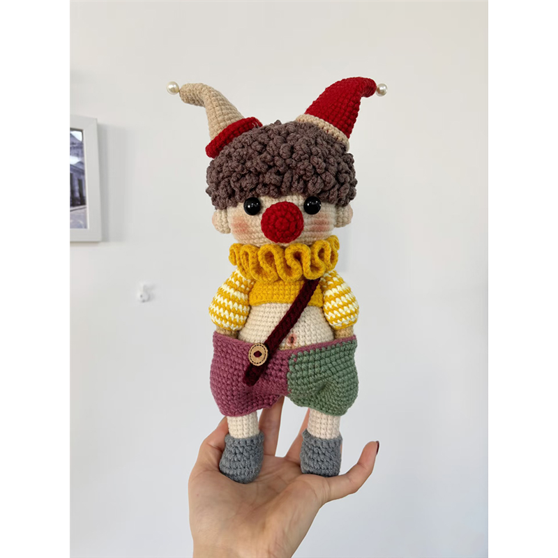 Hand-Knitted Pocket Clown Figure