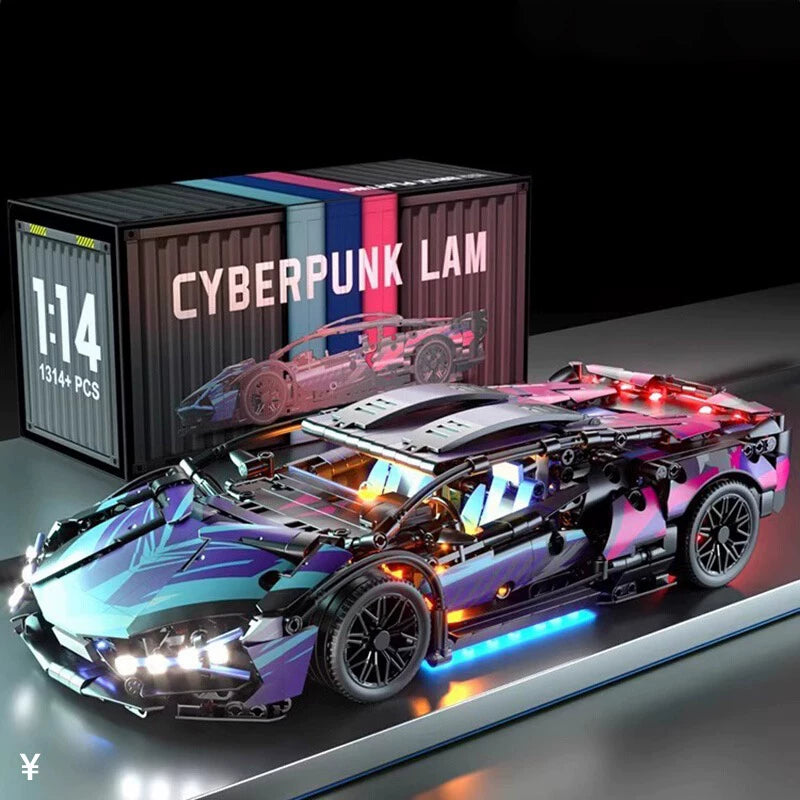 Toy car model with 'Cyberpunk Lam' branding and colorful design.