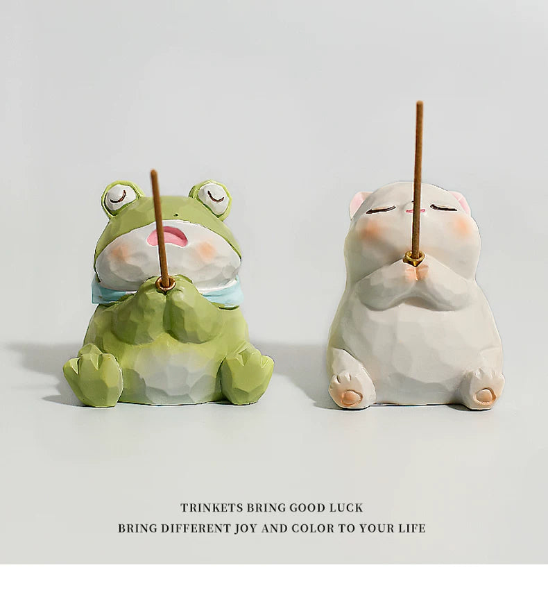 Resin Frog Incense Holder Desktop Ornament FantastiKurios