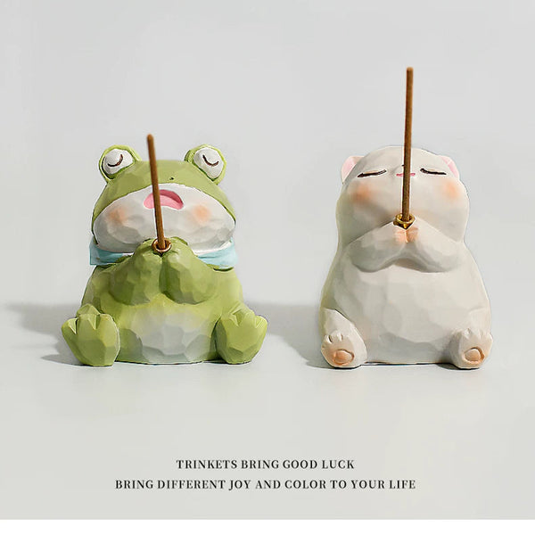Resin Frog Incense Holder Desktop Ornament FantastiKurios