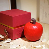 Hand-Carved Wooden Red Apple Desktop Ornament FantastiKurios