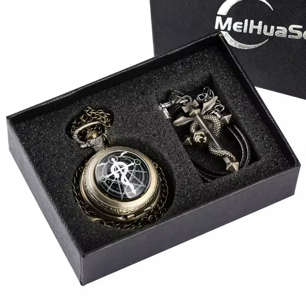 Alchemist-Themed Pocket Watch and Necklace Gift Set