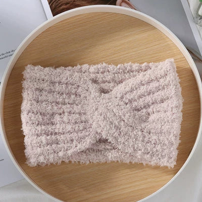 Plush Wide-Brim Cross Knot Hairband