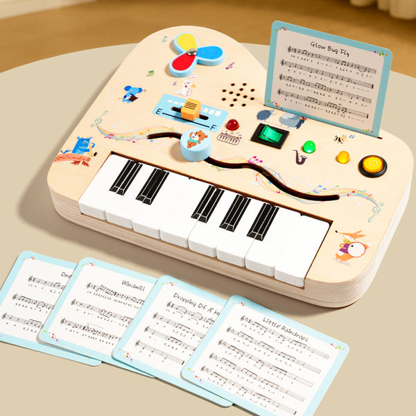 Wooden Piano Busy Board with Musical Lights & Sounds