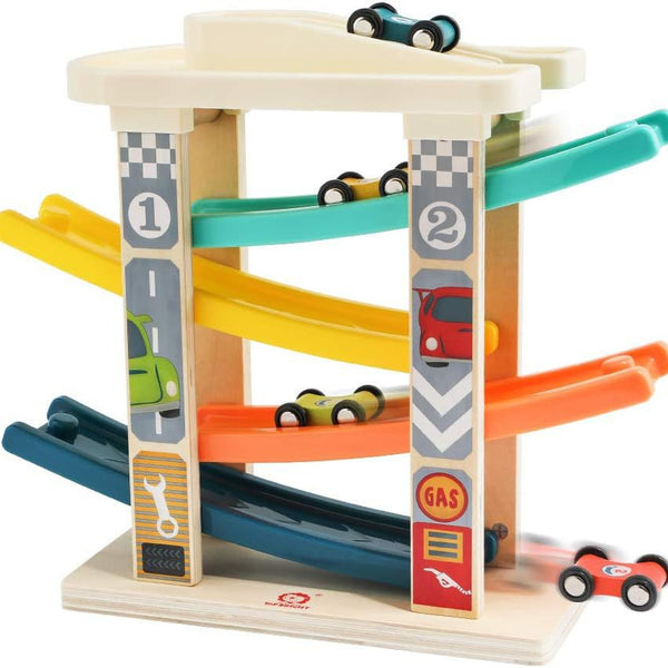 🏎️ The Wooden Rainbow Ramp Racer & Car Slider