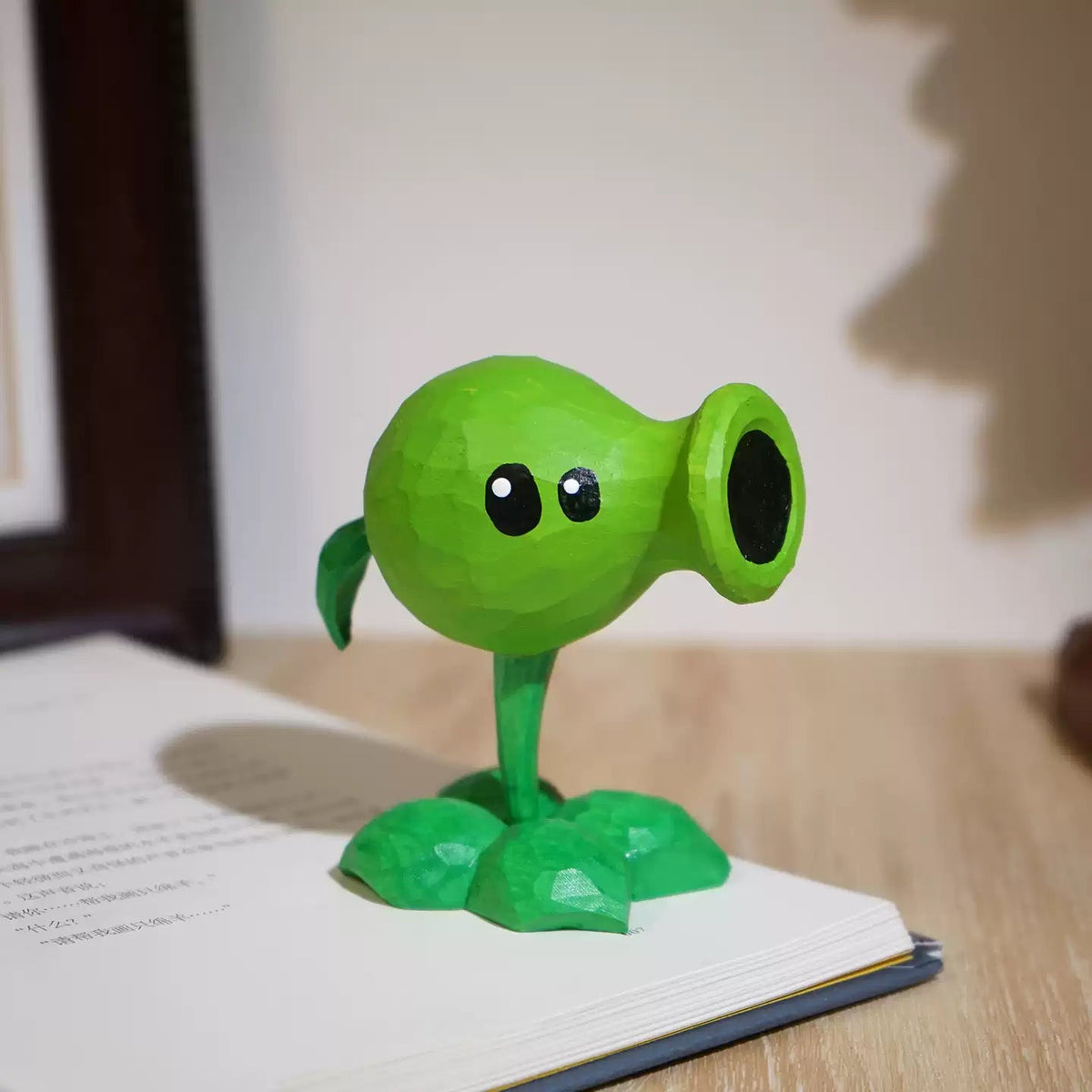 Hand-Carved Wooden Peashooter Figurine FantastiKurios