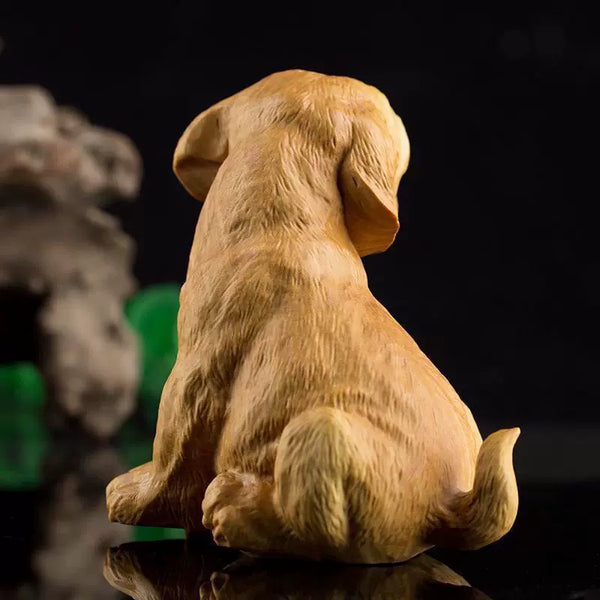 Hand-Carved Thuja Wood Golden Retriever