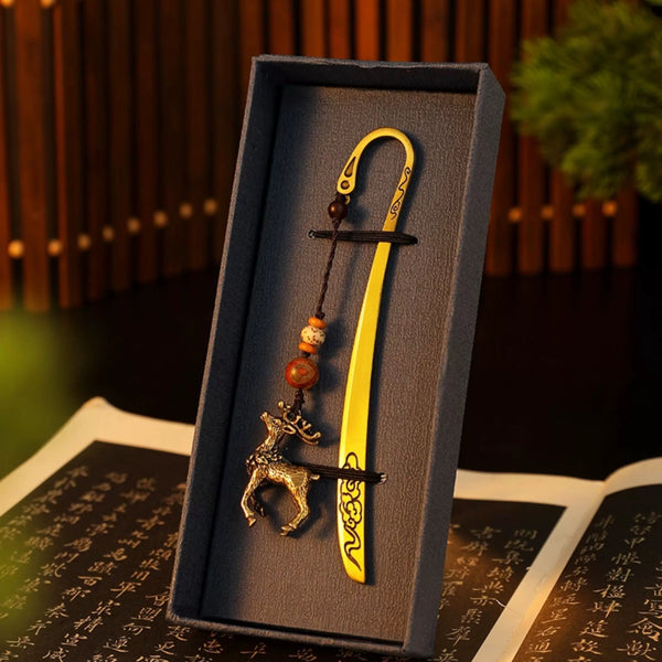 Chinese Style Brass Bookmark with Tassel