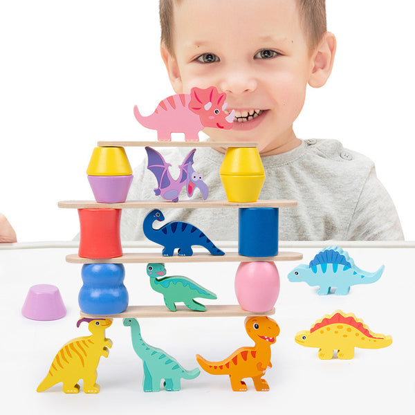 Wooden Dinosaur Balance Stacking Challenge Set